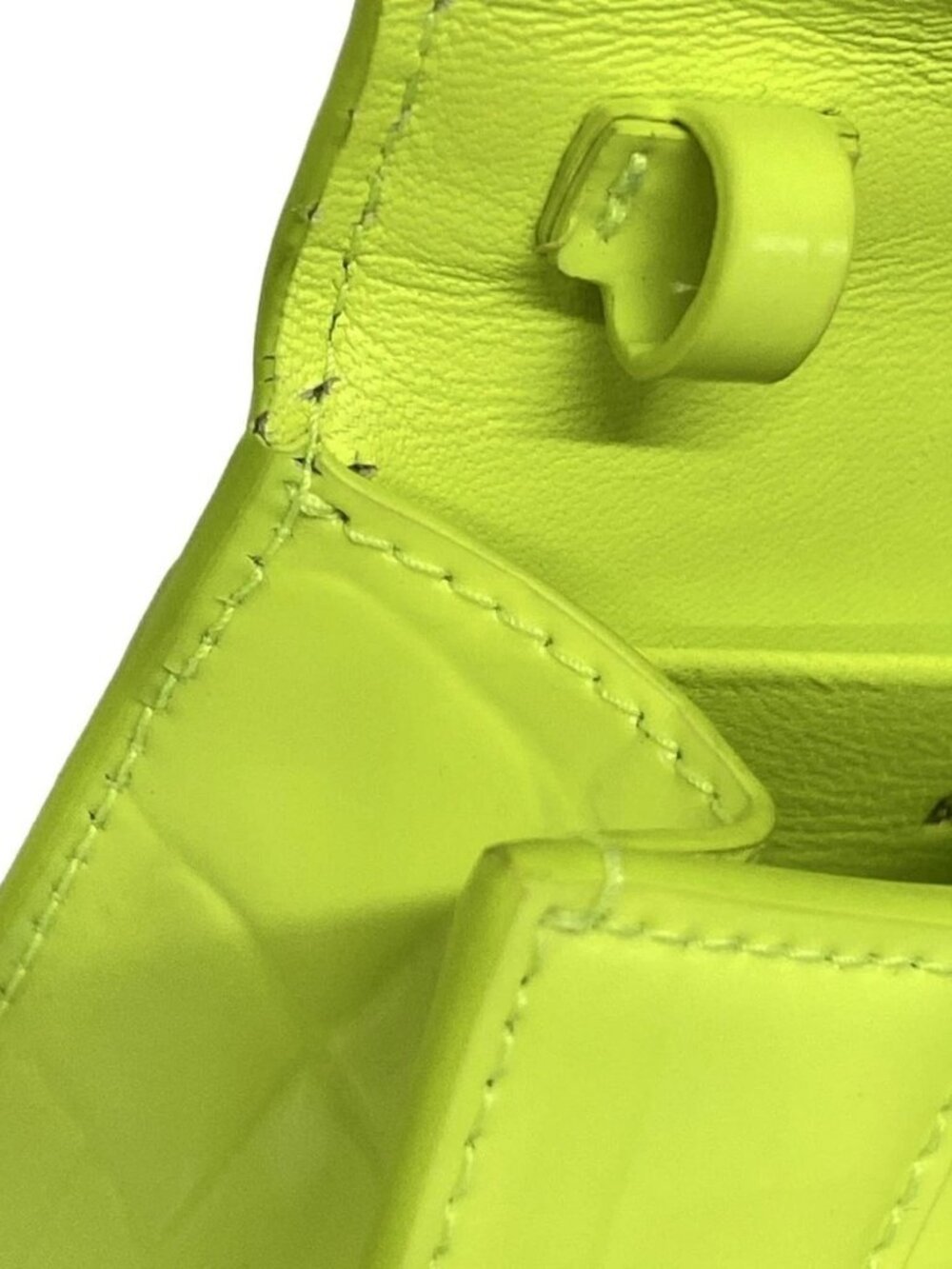 BALENCIAGA Hour Glass 637372 Yellow Green Leather Handbag - Picture 13 of 15